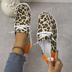 Leopard Pattern Loafers Lace Up Slip On Shoes
