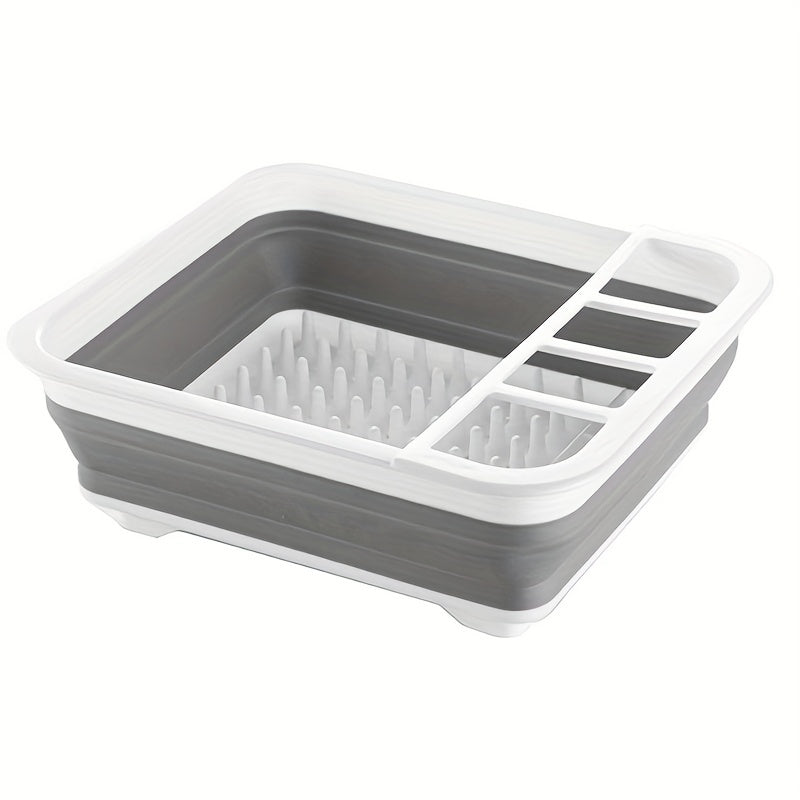 Folding Telescopic Draining Dish Rack Plastic Tableware Storage Box