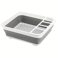 Folding Telescopic Draining Dish Rack Plastic Tableware Storage Box