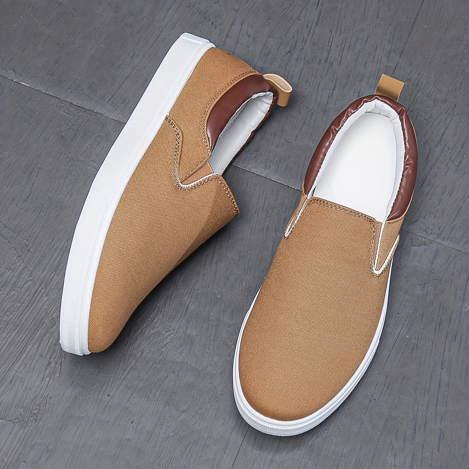 Men's Canvas Loafer Shoes Padded Collar Slip On Shoes Spring Summer