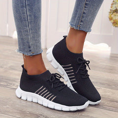 Women's Lace Up Knit Running Shoes Mesh Breathable Sneakers
