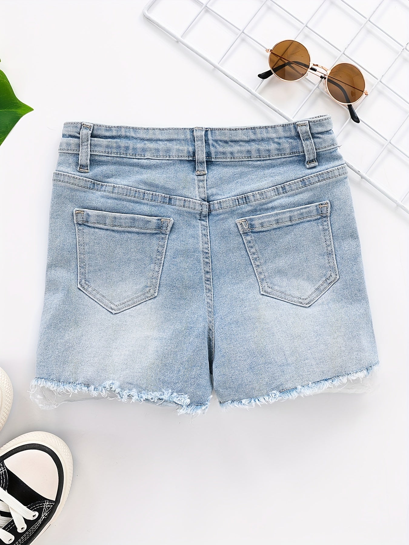 Girls Distressed Denim Shorts for Outdoor Summer Beach Kids