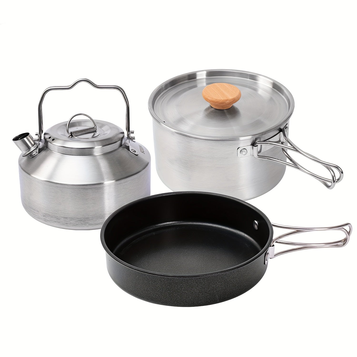 304 Stainless Steel Kitchenware Set with Teapot & Non-Stick Frying Pan