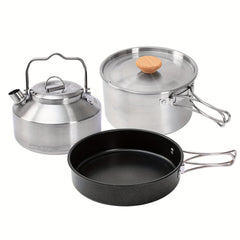 304 Stainless Steel Kitchenware Set with Teapot & Non-Stick Frying Pan