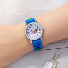 Kids Crayon Print Silicone Quartz Watch for Gift