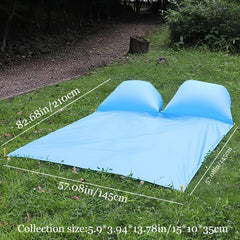 Waterproof Picnic Mat w/ Built-in Pillow for Beach Grass & Outdoor Activities