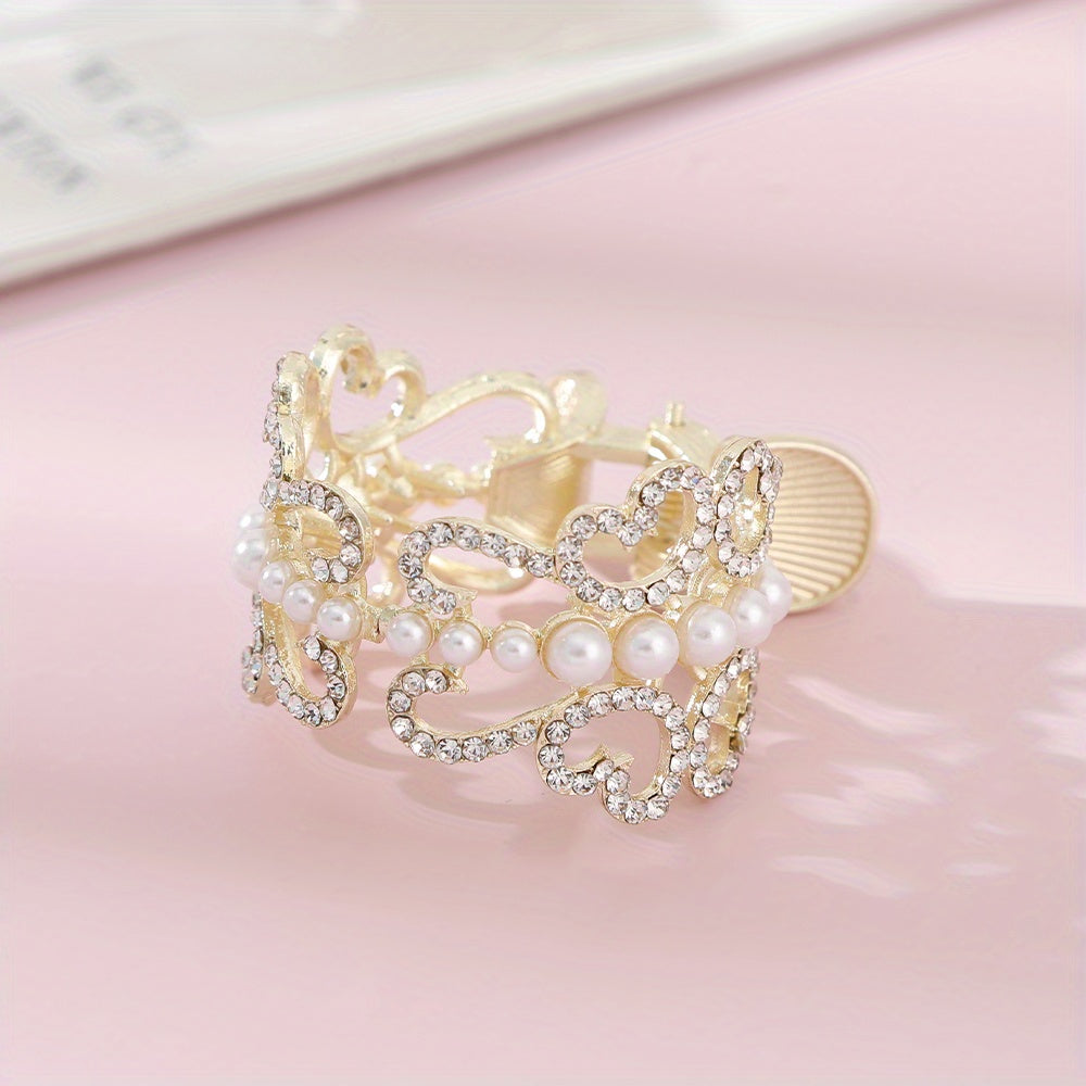 Peacock Pattern Hair Claw Rhinestone Ponytail Holder
