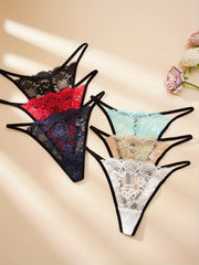 6pcs Sexy Lace Thongs Comfy Breathable Women's Underwear