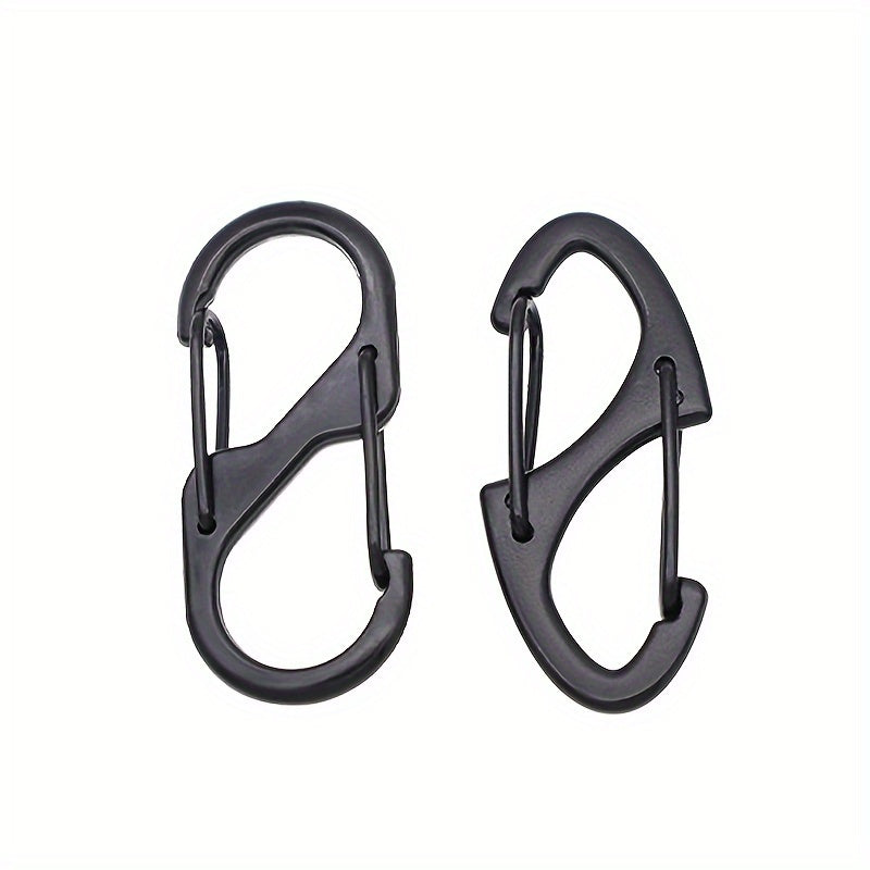 10pcs Stainless Steel S Type Carabiner With Lock Keychain Hook Camping Key Lock