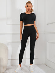 Yoga Workout Set Crop Top & Seamless Leggings Activewear