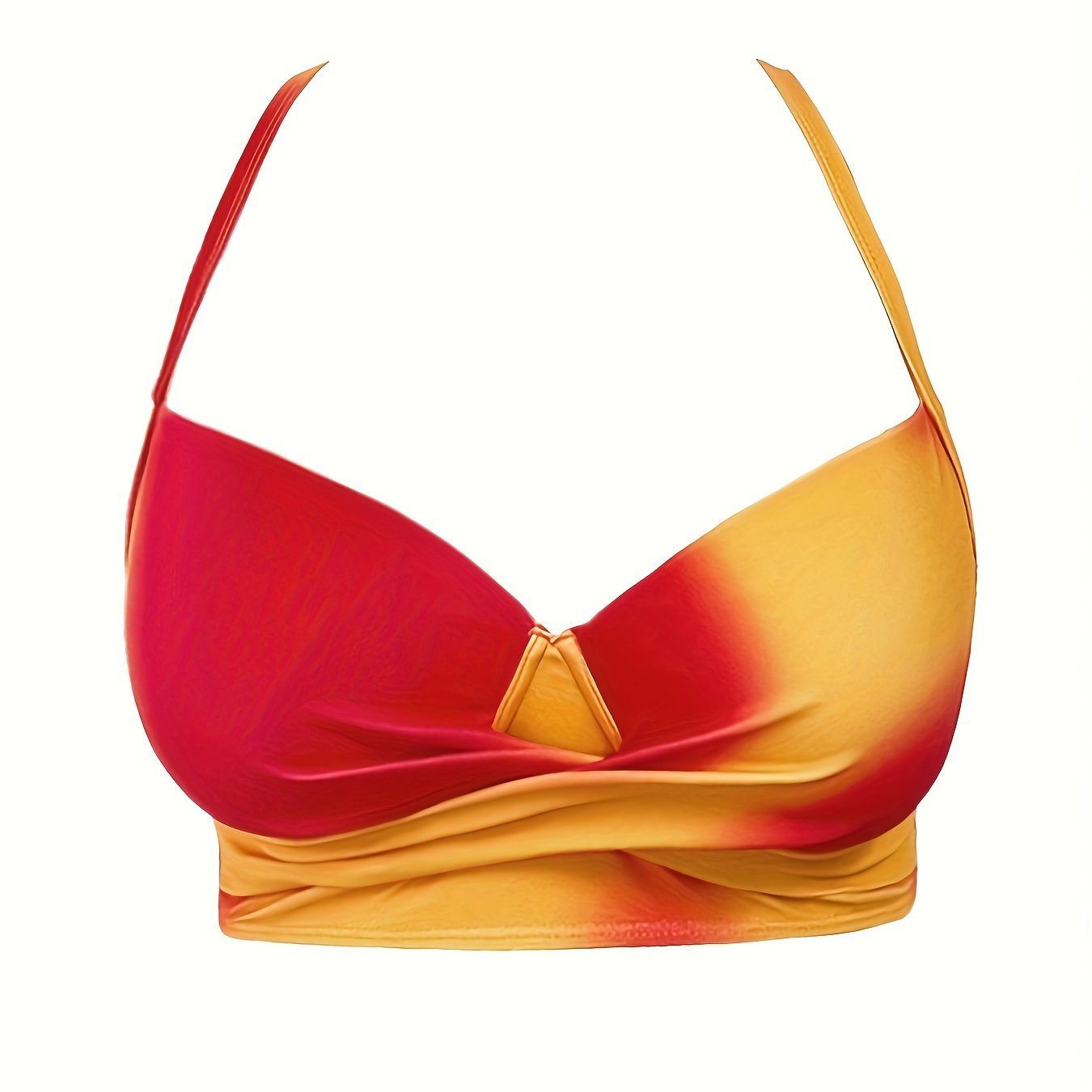 Plus Tie Dye Twist Front V Neck High Stretch Bra