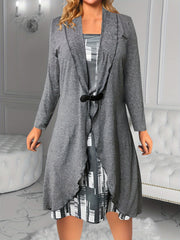 Colorblock Geometric Print Long Sleeve Dress