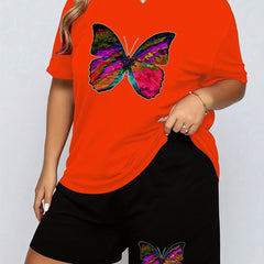 Butterfly Print Tee & Shorts Pajama Set