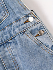 Boys Ripped Letter Print Denim Suspender Pants