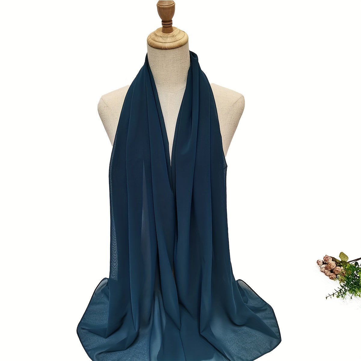 Solid Chiffon Hijab Thin Breathable Scarf Casual Shawl
