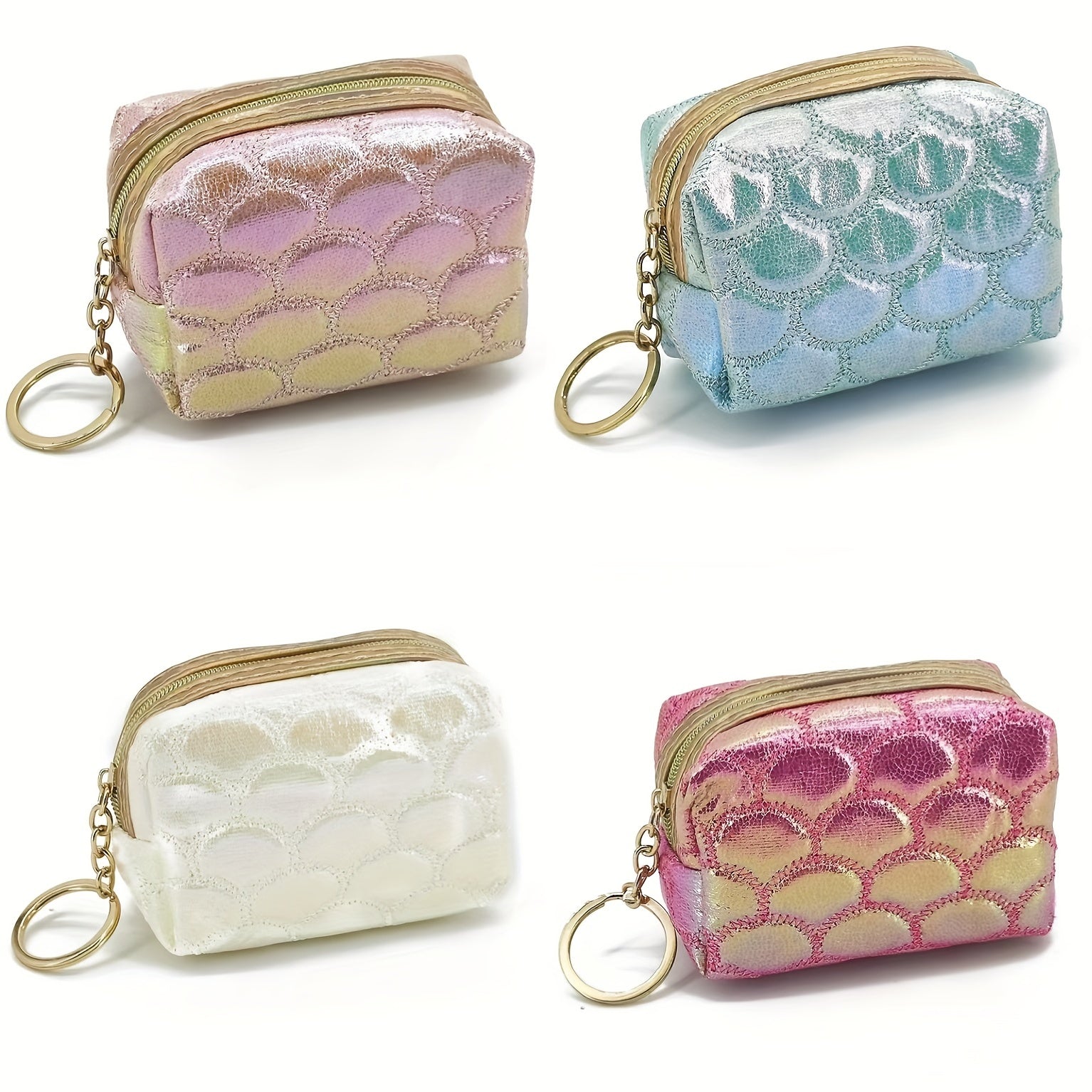 Fish Scale Embroidered Makeup Bag Coin Purse Lipstick Storage Bag