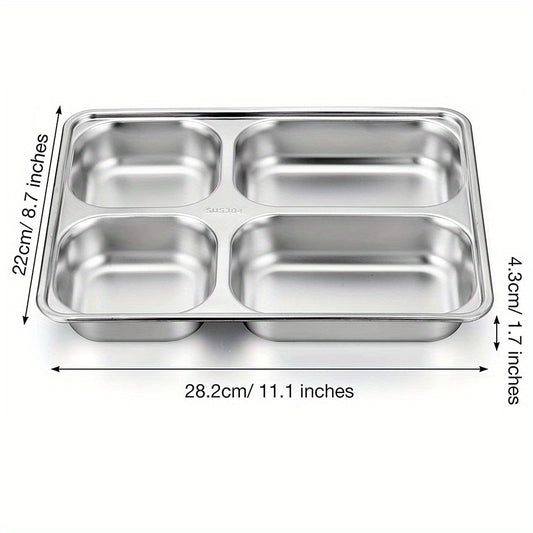 304 Stainless Steel Divided Dining Plate for Camping School Home Durable