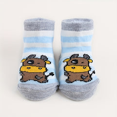 6pairs Baby Boys Socks Animal Pattern Striped Comfy Socks