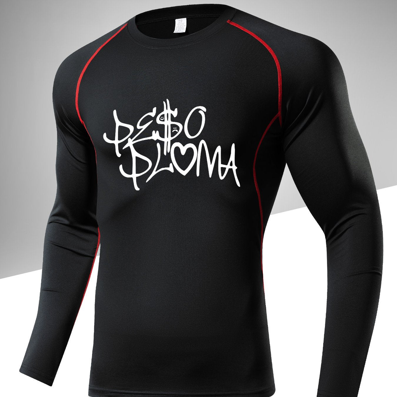 Men's Letter Print Compression Shirt Athletic Baselayer
