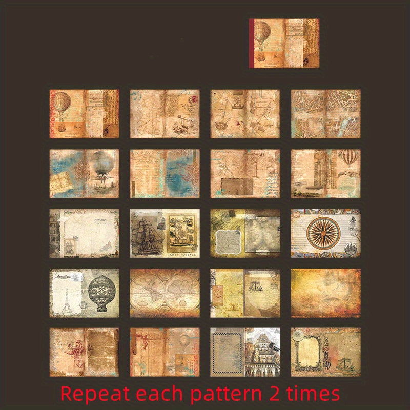 40 Sheets Large Retro Dark Style Material for DIY Albums