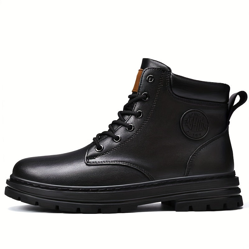 Men's Lace-Up Ankle Boots Padded Collar Casual Walking Shoes