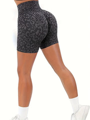 Leopard Print High Waist Yoga Shorts