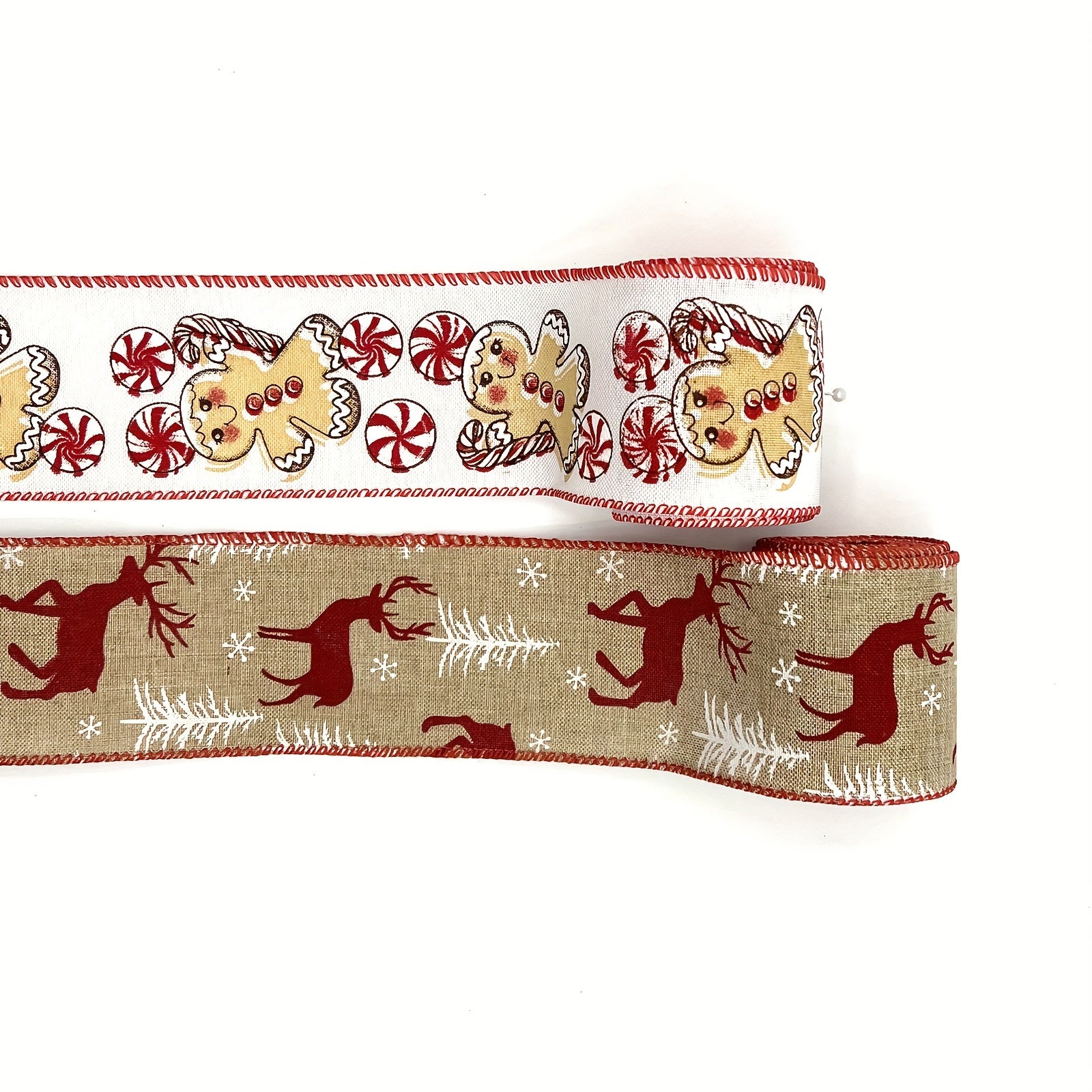 4.57m Christmas Gingerbread Doll Wired Edge Ribbon for Wreaths and Decor