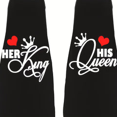 2pcs set Polyester Apron Cooking Kitchen Aprons For Couples