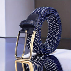 Men's Woven Perforated Buckle Belt for Casual Dating Wear