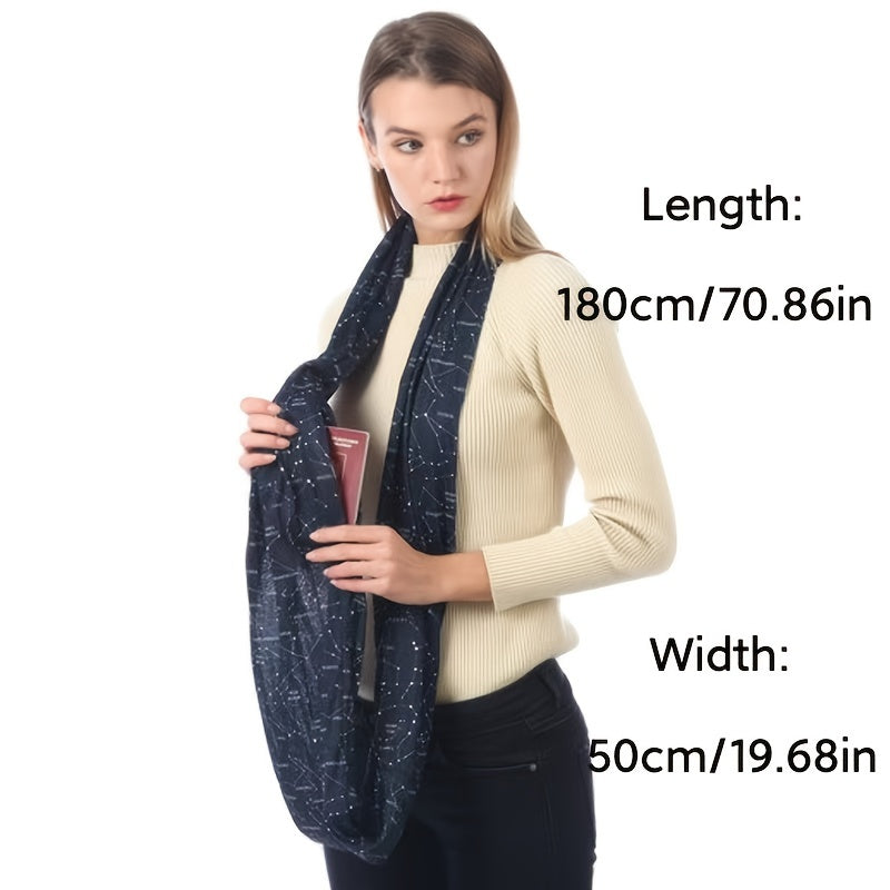 Star Image Infinity Scarf With Pocket Starry Sky Shawl Wrap