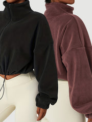 Fleece Warm Zipper Jacket Stand Collar Casual Sports Jacket