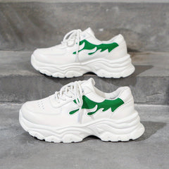 Women's Colorblock Platform Sneakers Lace Up Running Shoes