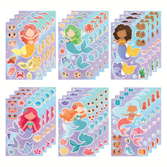12 Mermaid Stickers Party Favors Make Your Own Mermaid Face Stickers