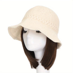Wide Brim Bucket Hat for Women Knitted Fisherman Hat Sun Protection