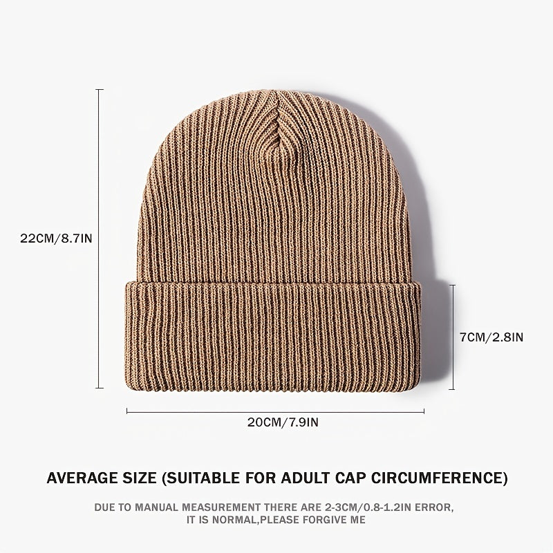 Solid Thermal Beanie Hat Youth Wool Hat Autumn Winter Outdoor Knit Cap