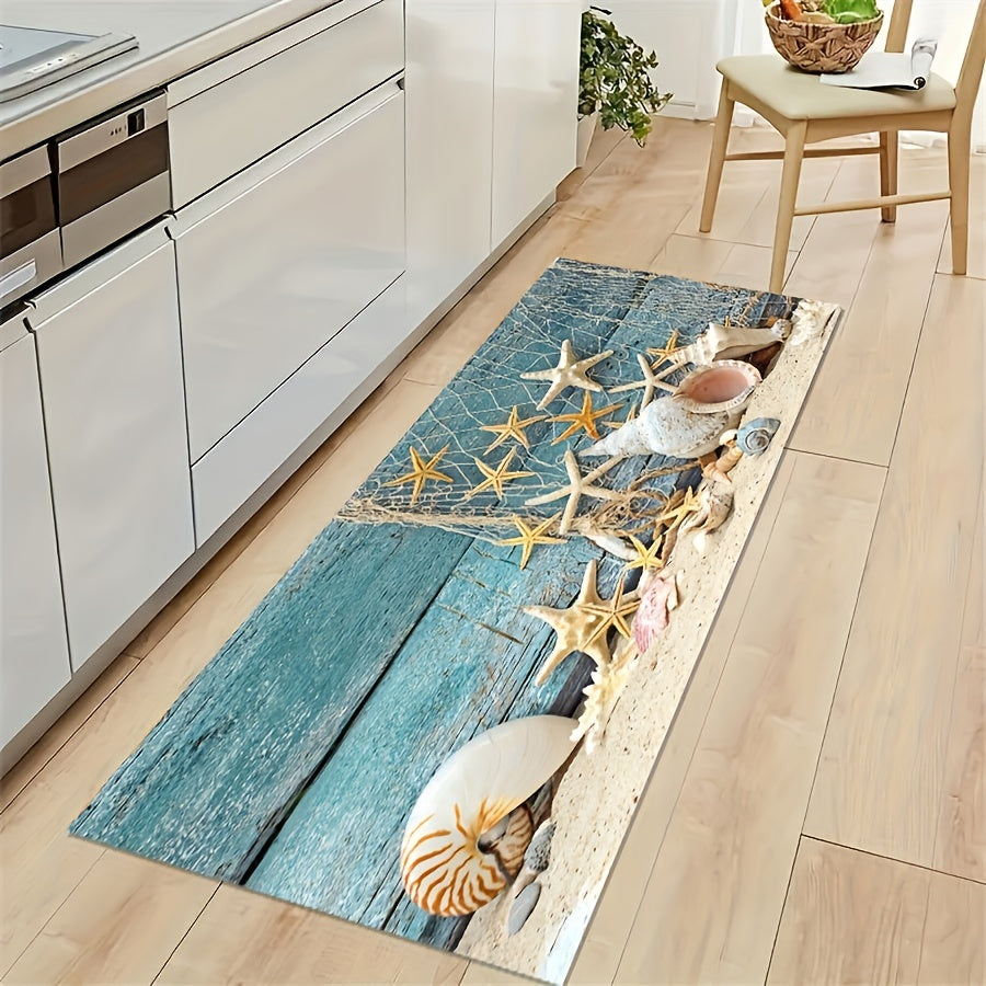 Seaside Beach Kitchen Floor Mat Hand Washable Carpet for Home Decor