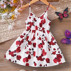 Baby Girl Flower Print Strap Dress