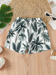 Hawaii Tropical Plant Print Boys Comfortable Shorts