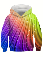 3D Rainbow Graphic Hooded Sweatshirt for Kids