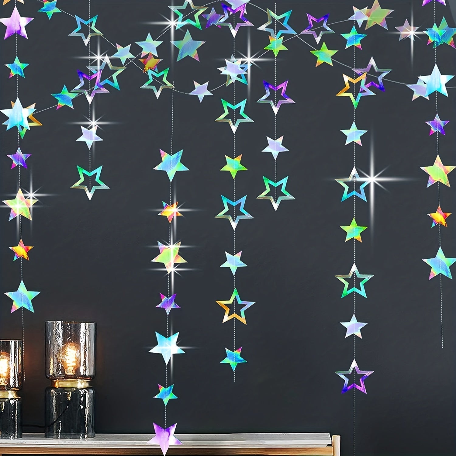 5 Inch Hollow Out Paper Pentagram Flag Banner