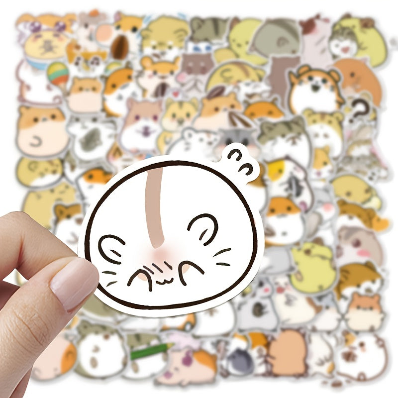 100 Hamster Waterproof Doodle Stickers for Water Bottles and Luggage
