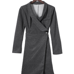 Solid V Neck Wrap Coat Fall Winter Jacket Women's Clothing