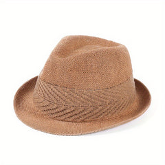 Stylish Women Fedora Cap Breathable Jazz Trilby Hat Beach Sun Hat
