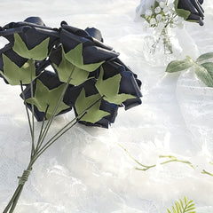 25pcs Artificial Navy Roses DIY Wedding Bouquets Bridal Shower Party Decor