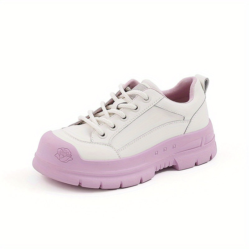 Women's Rose Flower Embossed Platform Sneakers