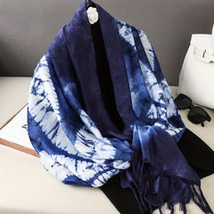 Tie Dye Tassel Scarf Vintage Print Shawl Boho Headwraps