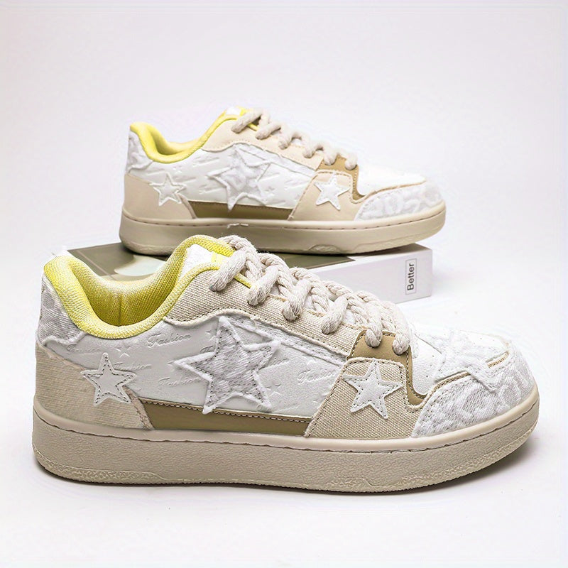 Men's Mesh Star Distressed Canvas Skate Shoes
