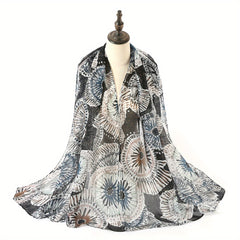 Tie Dye Block Voile Scarf Circle Print Shawl