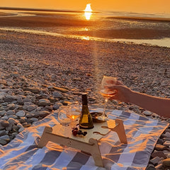 Portable Folding Wooden Wine Table for Family Tourist Outdoor Beach Picnic