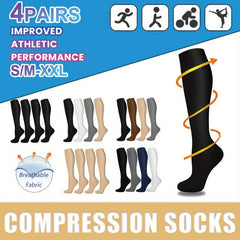 4 Pairs Compression Socks For Women Men 10 20 Mmhg Knee High